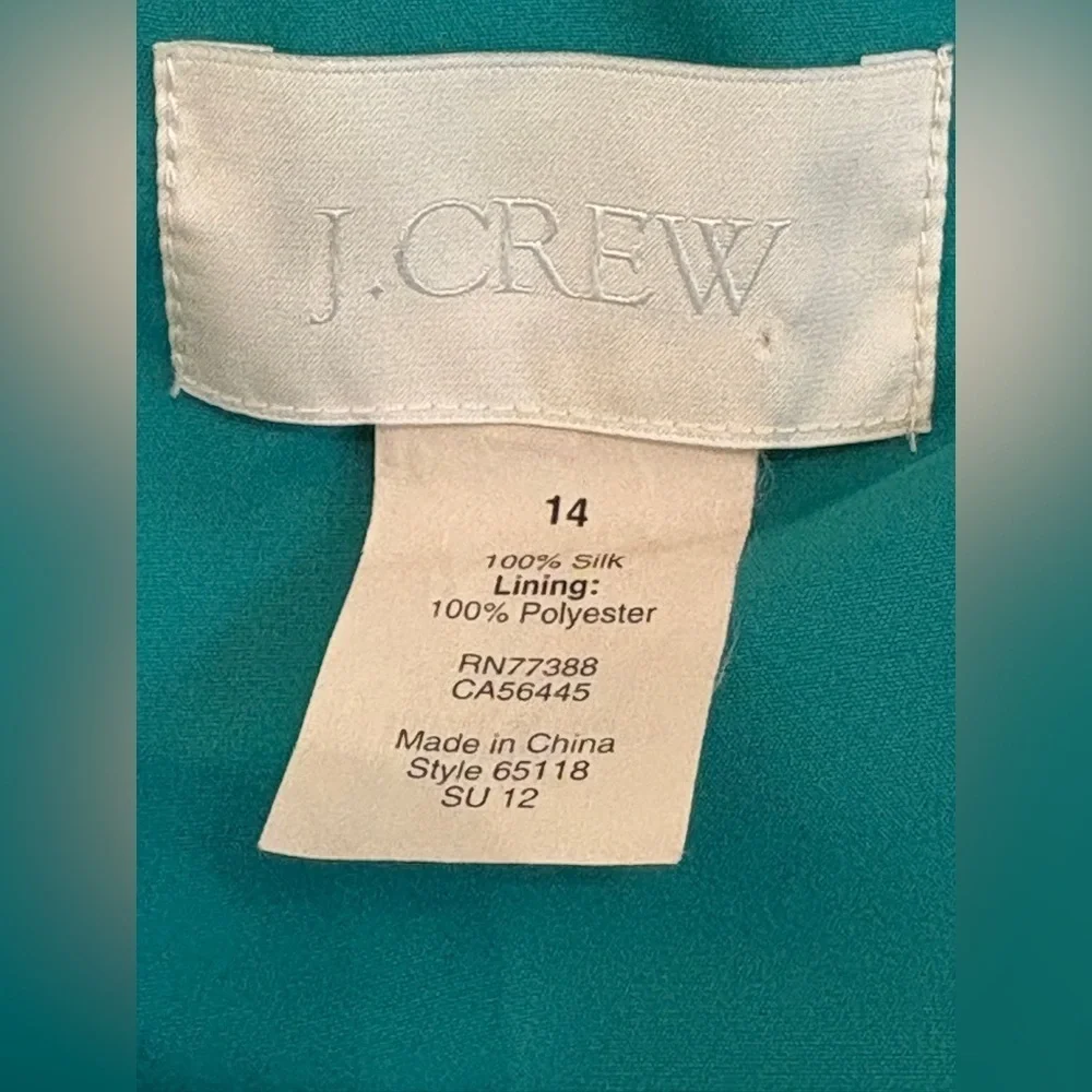 Rare J.Crew Silk Chiffon Kelly Green Sleeveless Dress with VNeck Ruffle | 14